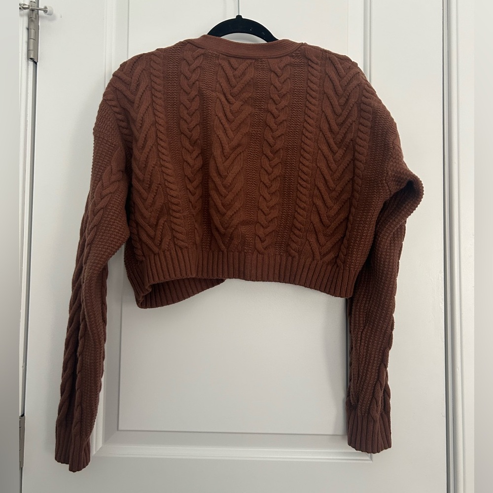 Aritzia Sunday Best Brown Cropped Cardigan Sweater - Picture 6 of 6